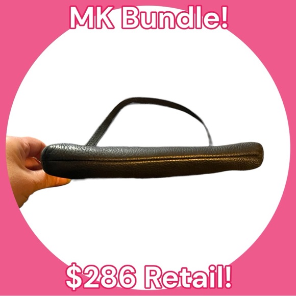 BUNDLE! Michael Kors Black Leather Full Zip Continental Wallet and Small Purse - Picture 5 of 16